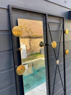 Vestiaire porte manteaux mural miroir d’entrée 182x64cm années 1950 vintage