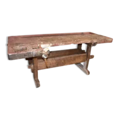 Vieil établi industriel solide en bois 2 mètres large