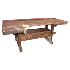 Vieil établi industriel solide en bois 2 mètres large