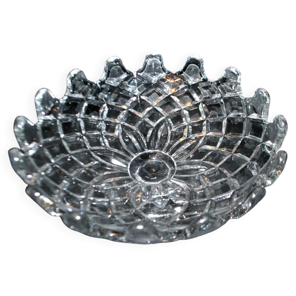 Vierzon compotier rond en verre moulé pointes de diamant