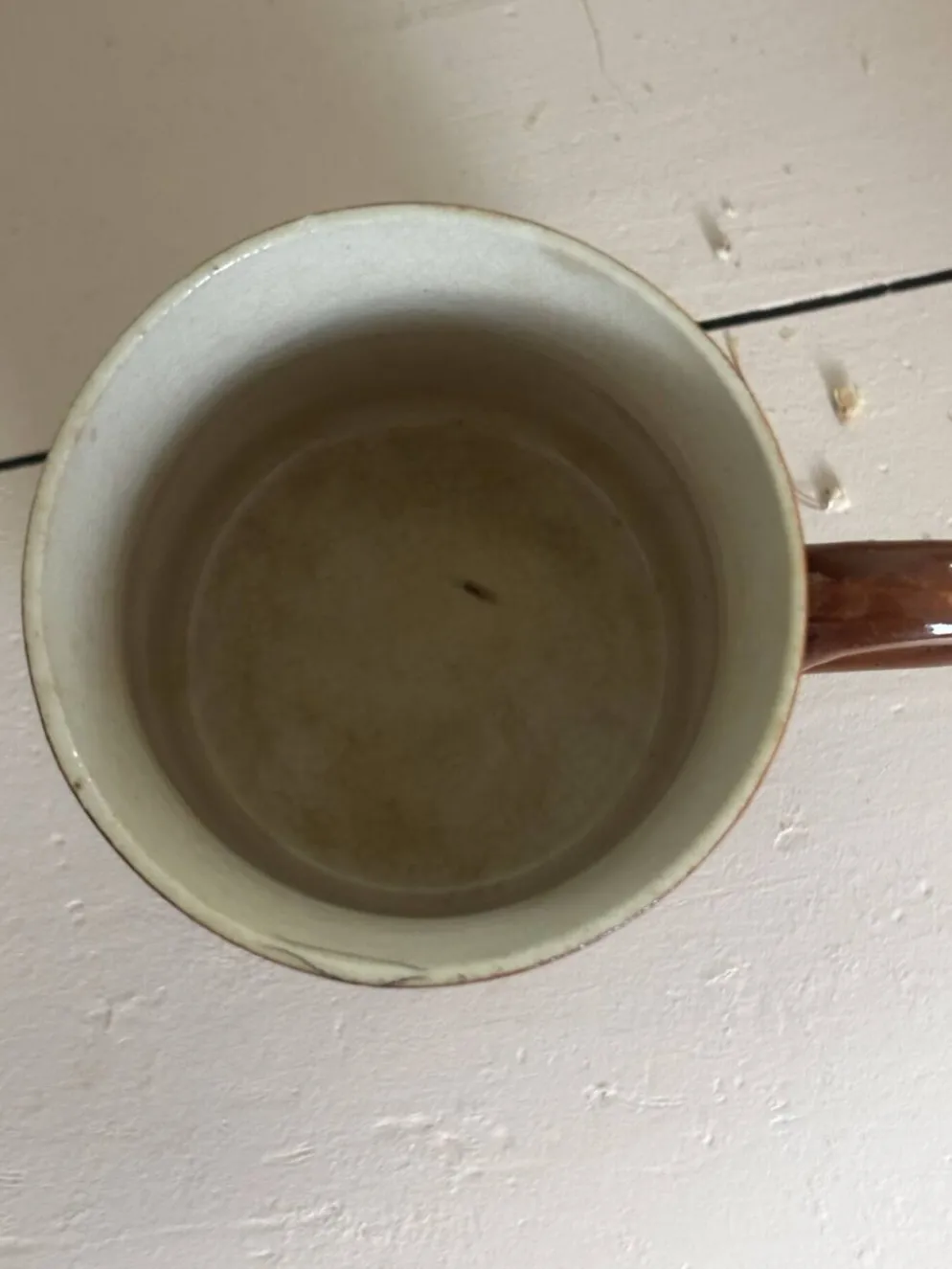 Vintage années 70 ancien mug en faïence motif graphique cubique marron