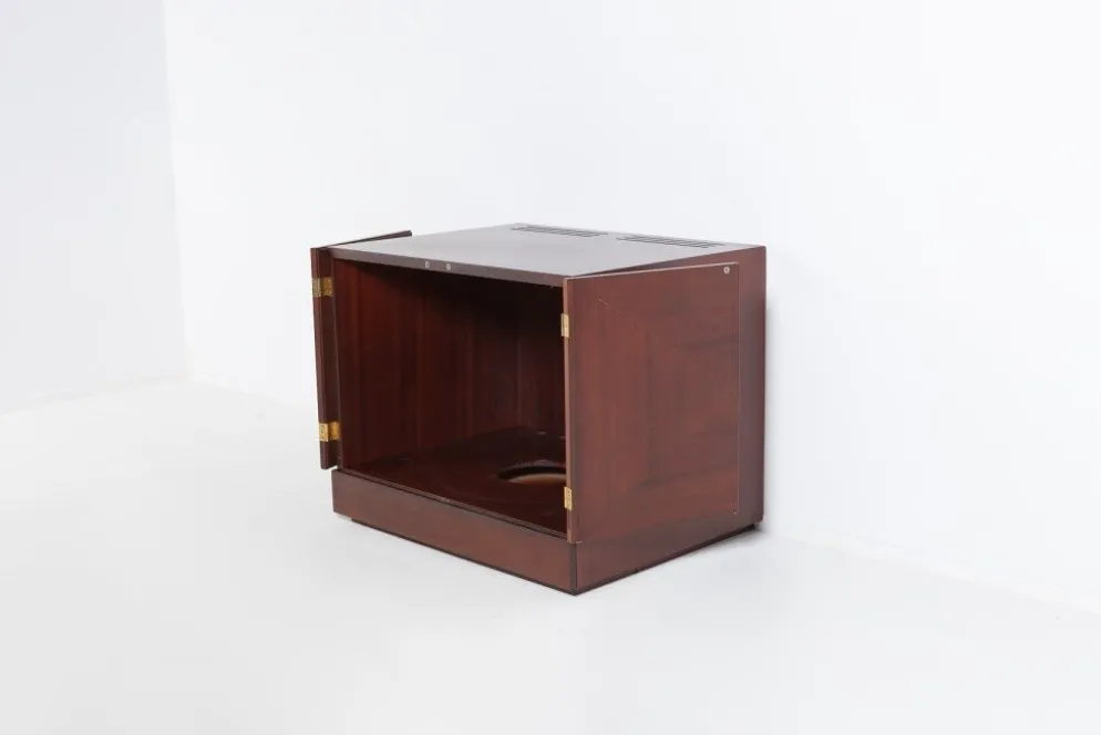 Vintage bar cabinet with brass markings