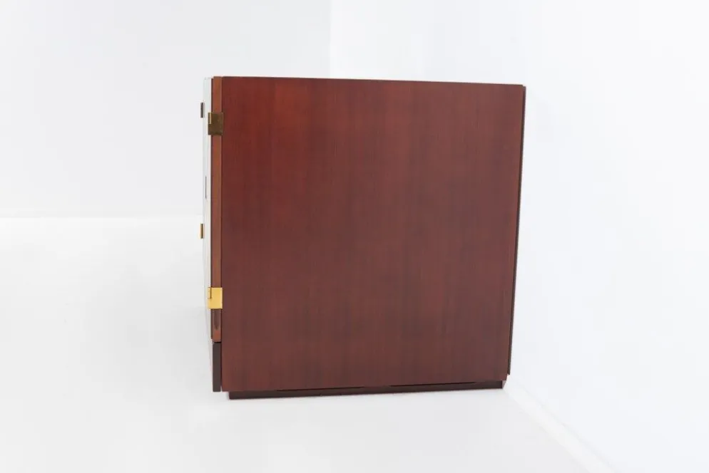 Vintage bar cabinet with brass markings
