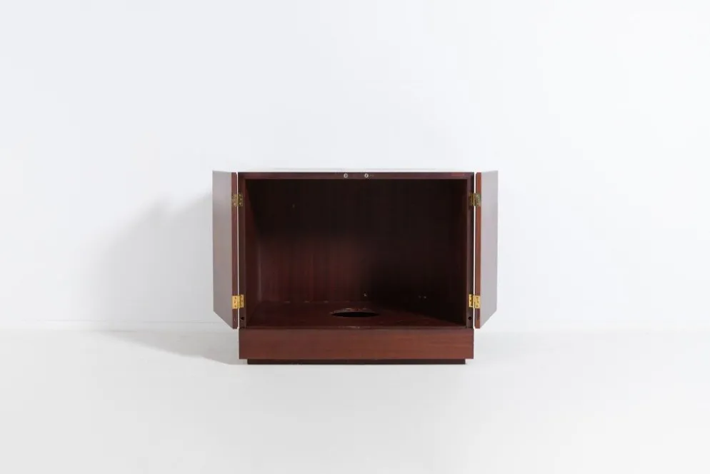 Vintage bar cabinet with brass markings