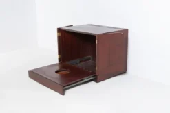 Vintage bar cabinet with brass markings