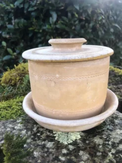 Vintage Biot Terracotta Butter Cooler: French Farmhouse Glazed Ceramic
