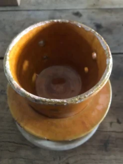 Vintage Biot Terracotta Butter Cooler: French Farmhouse Glazed Ceramic