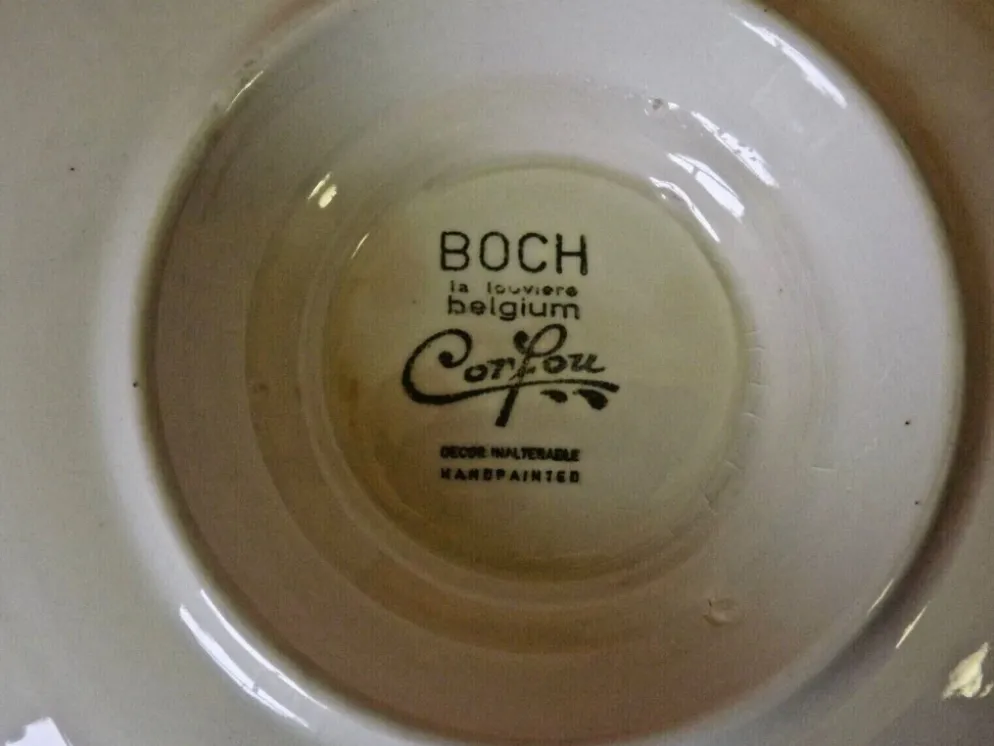 Vintage Boch La Louvière Corfou Collection Sauce/Sauce Boat Assiette Fixe