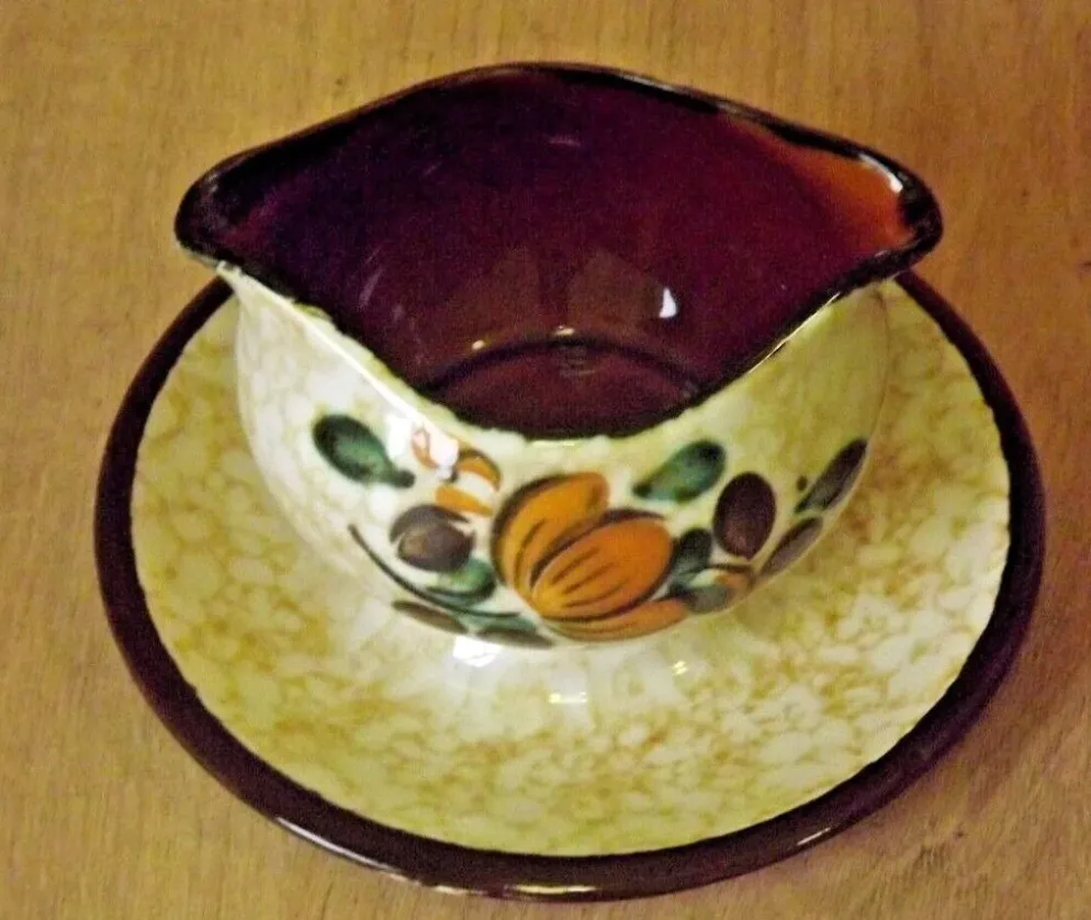 Vintage Boch La Louvière Corfou Collection Sauce/Sauce Boat Assiette Fixe