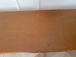 Vintage-Bureau cannage rotin bois-grand plateau-5 tiroirs-Années 60/70