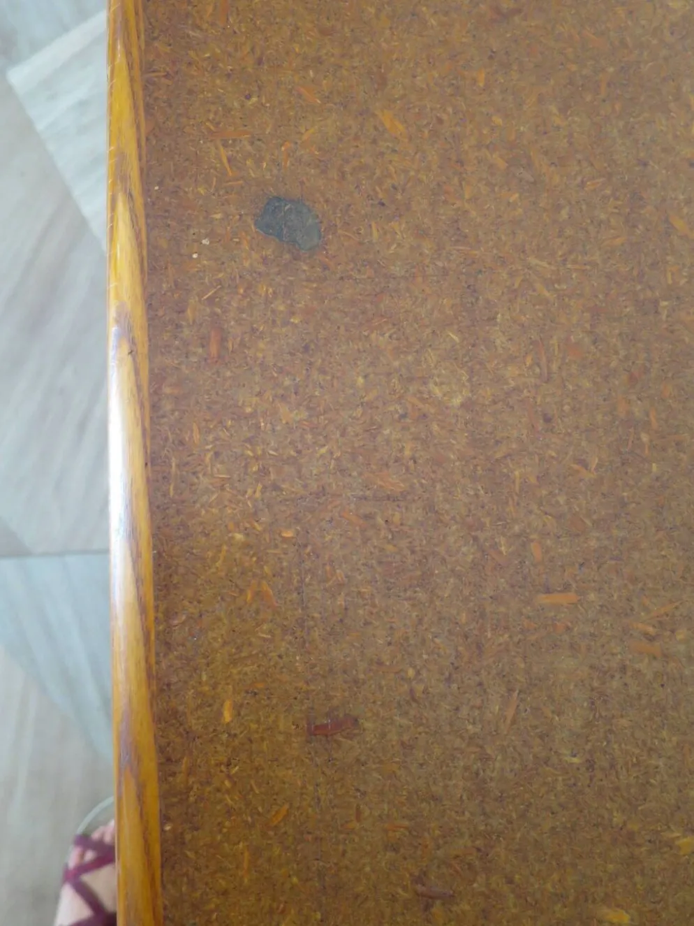 Vintage-Bureau cannage rotin bois-grand plateau-5 tiroirs-Années 60/70