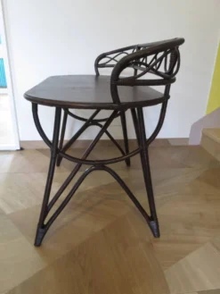 Vintage bureau d'enfant console bambou rotin bois courbé style Thonet années 80 acajou fonçé