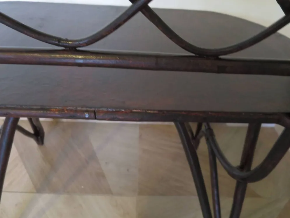 Vintage bureau d'enfant console bambou rotin bois courbé style Thonet années 80 acajou fonçé