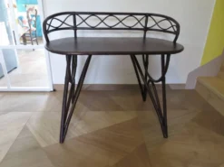 Vintage bureau d'enfant console bambou rotin bois courbé style Thonet années 80 acajou fonçé