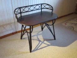 Vintage bureau d'enfant console bambou rotin bois courbé style Thonet années 80 acajou fonçé