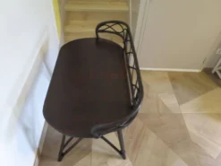 Vintage bureau d'enfant console bambou rotin bois courbé style Thonet années 80 acajou fonçé