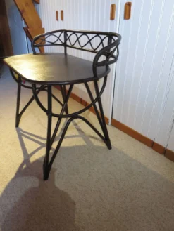 Vintage bureau d'enfant console bambou rotin bois courbé style Thonet années 80 acajou fonçé