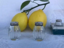 Vintage Cardeilhac/Christofle Crystal Salt & Pepper Cellars: 950 Silver Lid