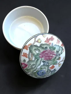 Vintage Chinese Porcelain Trinket Box H.F.P. Macau Famille Rose 1970s