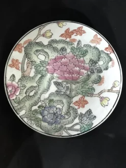 Vintage Chinese Porcelain Trinket Box H.F.P. Macau Famille Rose 1970s