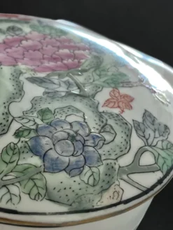 Vintage Chinese Porcelain Trinket Box H.F.P. Macau Famille Rose 1970s