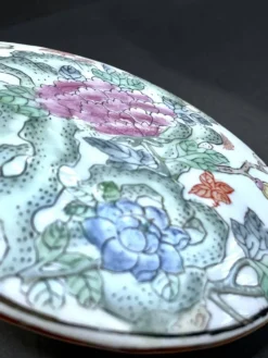 Vintage Chinese Porcelain Trinket Box H.F.P. Macau Famille Rose 1970s
