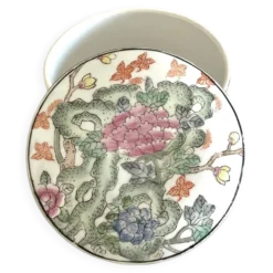 Vintage Chinese Porcelain Trinket Box H.F.P. Macau Famille Rose 1970s