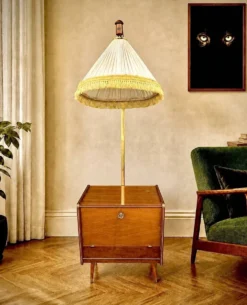 Vintage East German Cocktail Bar Cabinet & Floor Lamp