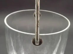 Vintage French Heavy Cut Glass Ice Bucket Silver Metal Carry Handle 4504