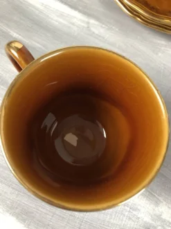 Vintage lot de 4 tasses et soucoupes avec défauts Lunéville Louis XV Honey