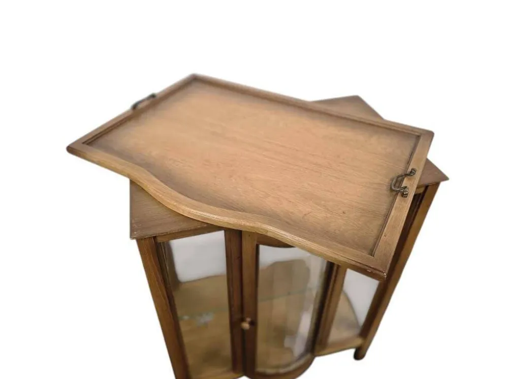 Vintage meuble bar en bois / vitrine / étagère