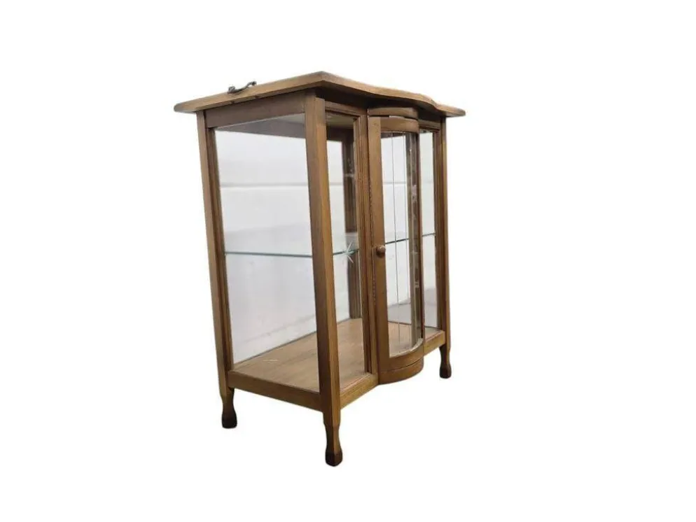 Vintage meuble bar en bois / vitrine / étagère