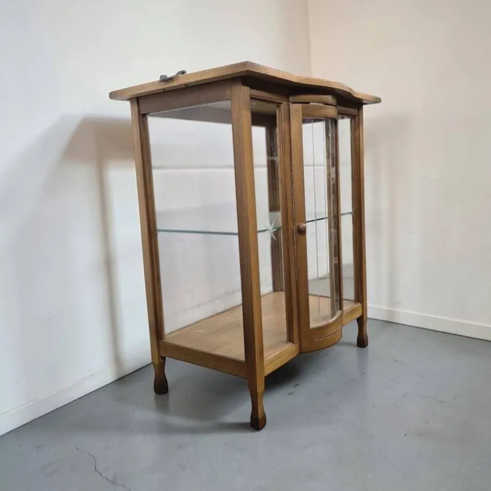 Vintage meuble bar en bois / vitrine / étagère
