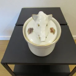 Vintage Plat à Terrine Sanglier Lapin porcelaine fabrication France