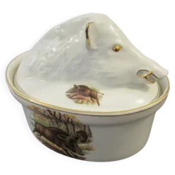 Vintage Plat à Terrine Sanglier Lapin porcelaine fabrication France