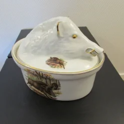 Vintage Plat à Terrine Sanglier Lapin porcelaine fabrication France