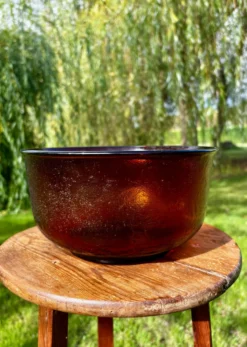 Vintage saladier en verre ambré texturé marron Arcoroc Sierra