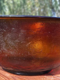 Vintage saladier en verre ambré texturé marron Arcoroc Sierra