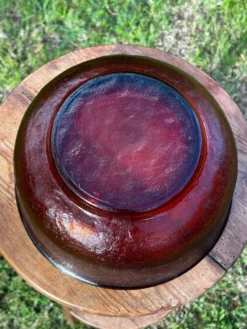 Vintage saladier en verre ambré texturé marron Arcoroc Sierra