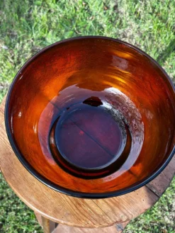 Vintage saladier en verre ambré texturé marron Arcoroc Sierra