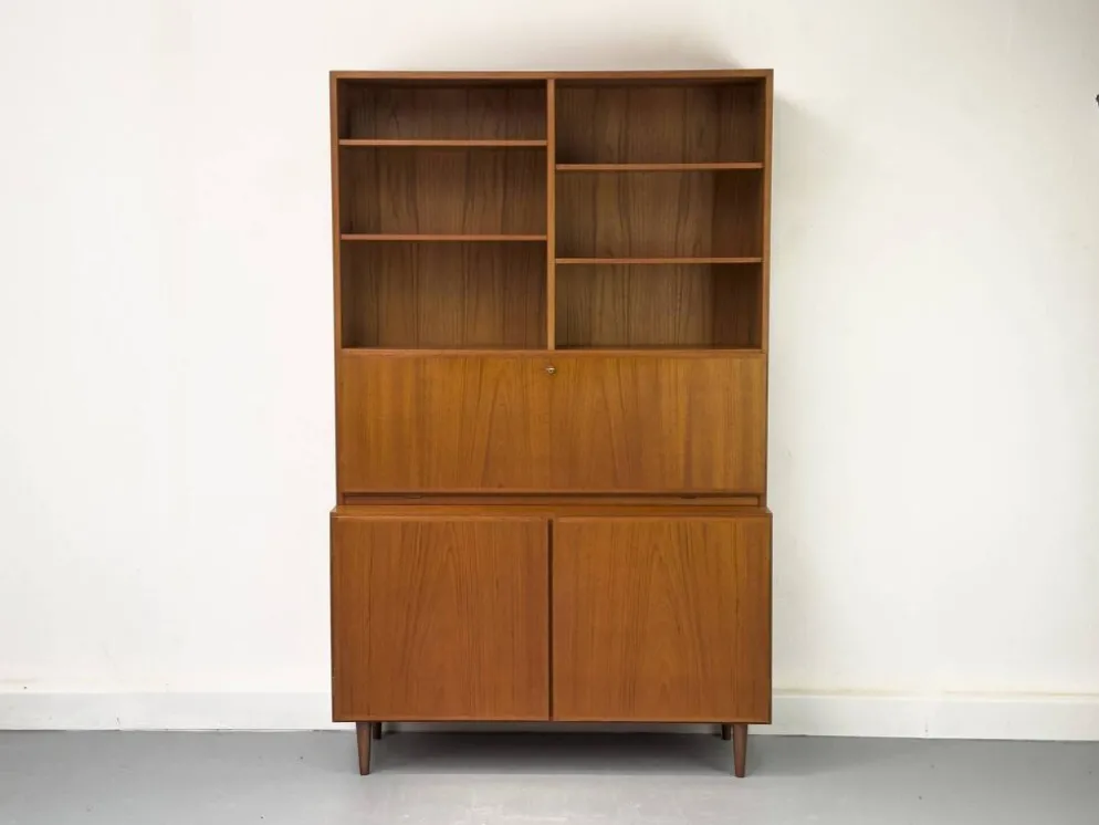 Vintage Teak Bookcase with Desk from Omann Jun, 1960s