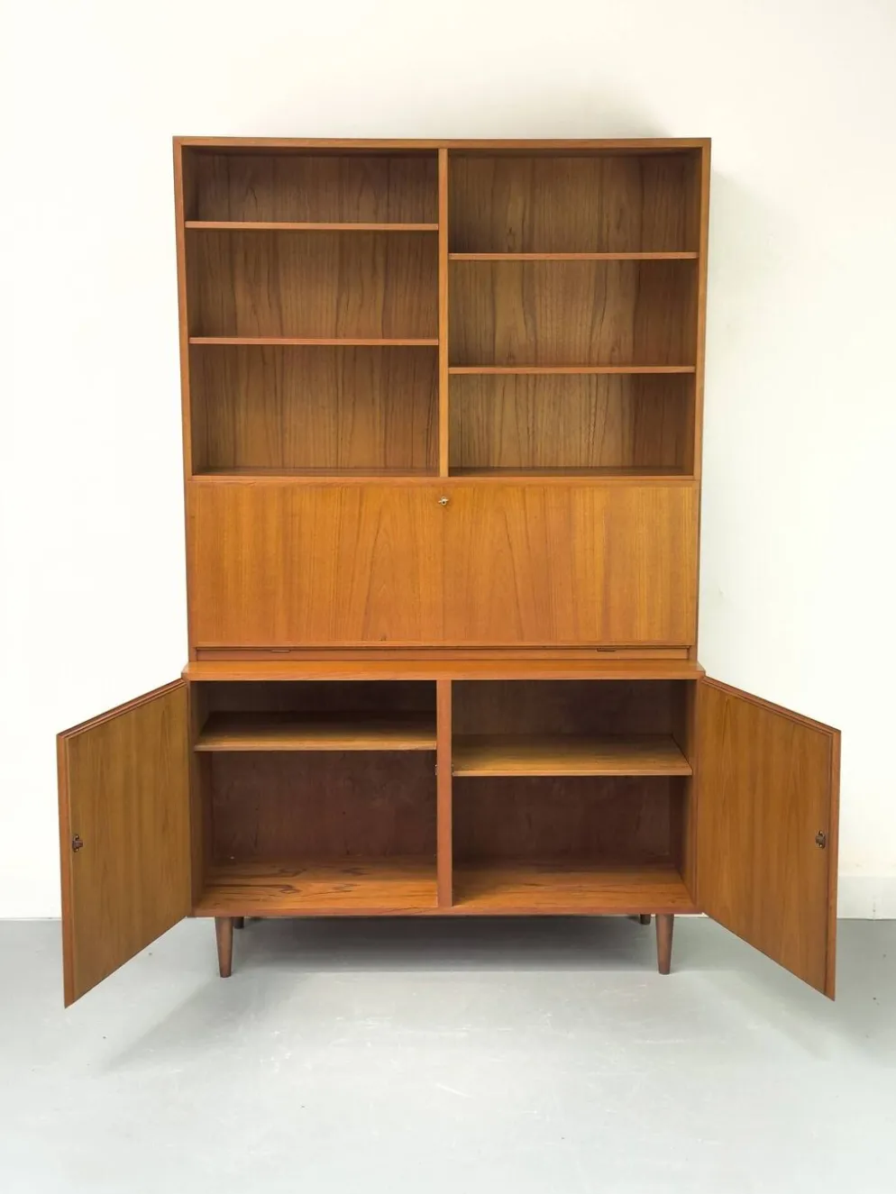 Vintage Teak Bookcase with Desk from Omann Jun, 1960s