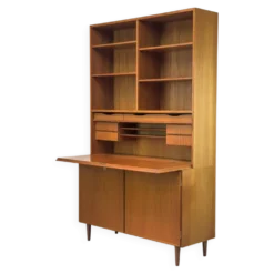 Vintage Teak Bookcase with Desk from Omann Jun, 1960s
