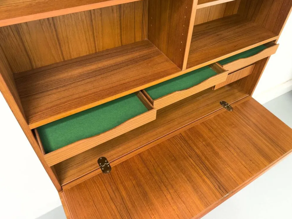 Vintage Teak Bookcase with Desk from Omann Jun, 1960s
