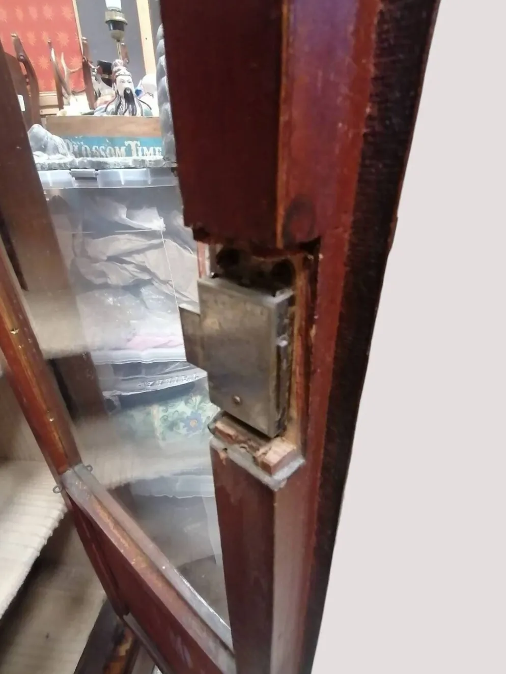 Vitrine ancienne en plaquage d'acajou XIXe - Style Louis Phillipe