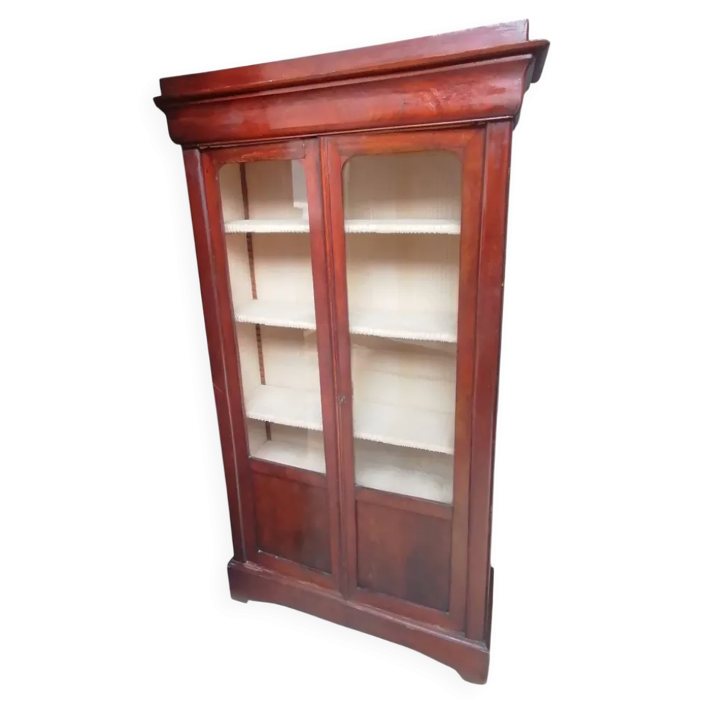 Vitrine ancienne en plaquage d'acajou XIXe - Style Louis Phillipe