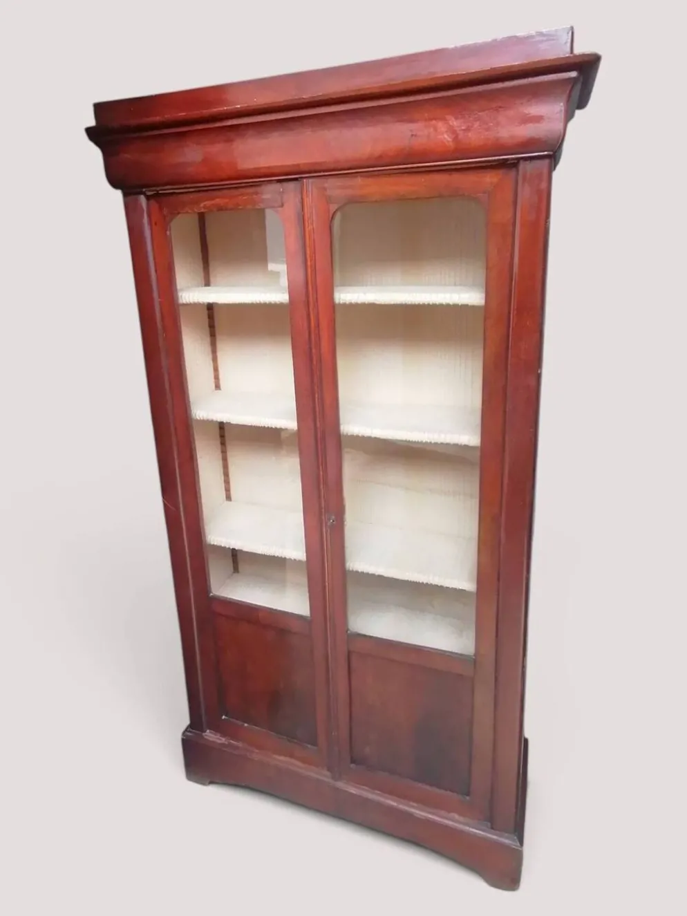 Vitrine ancienne en plaquage d'acajou XIXe - Style Louis Phillipe