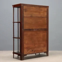 Vitrine ancienne Louis-Philippe en acajou et verre, Italie, XIXe siècle