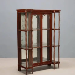 Vitrine ancienne Louis-Philippe en acajou et verre, Italie, XIXe siècle