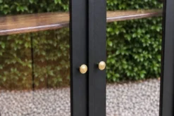 Vitrine ancienne rénovée noire à deux portes vitrées – H187 cm